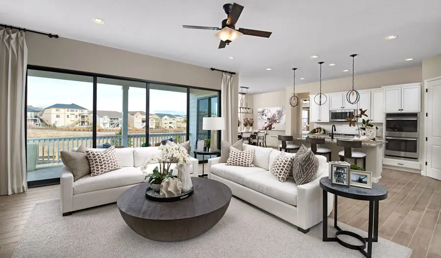Great room of the Darius plan in Denver