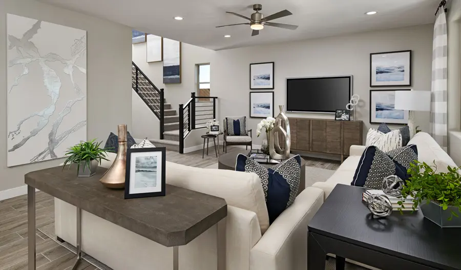 The Yorktown Family room of the Yorktown plan