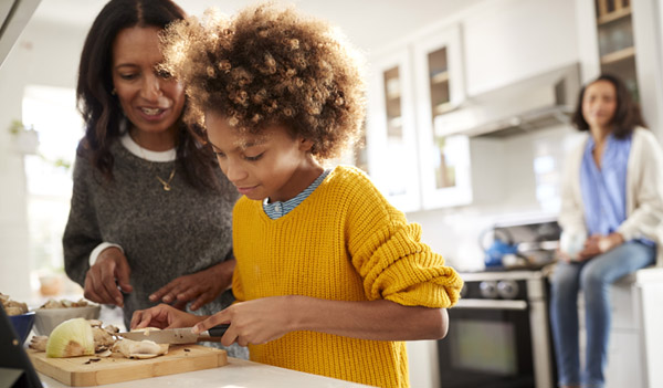 Family in kitchen