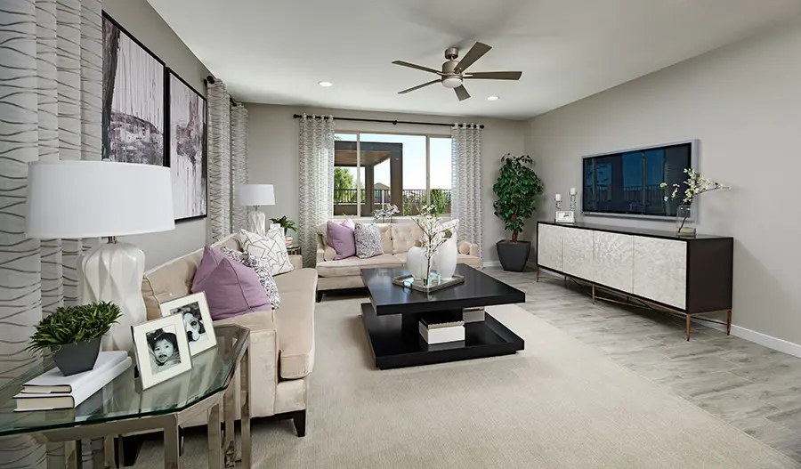 The Deacon Family room of the Deacon plan