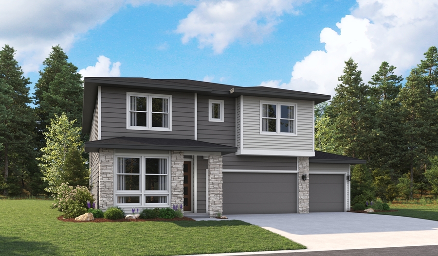 Elevation C (3-car) of the Bradford floor plan