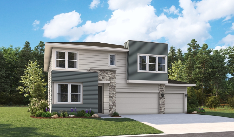 Master Elevation D (3-car) of the Bradford floor plan