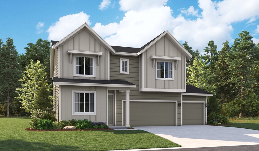 Master Elevation A (3-car) of the Bradford floor plan