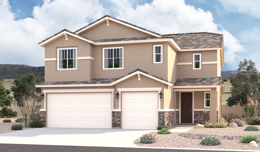 Elevation B of the Yorktown floor plan
