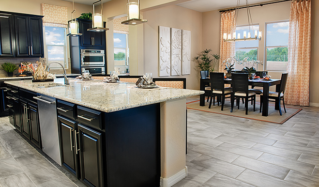 Kitchen and dining room in the Reece floor plan