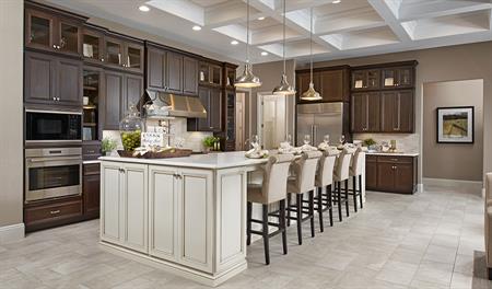 Kitchen and great room in the Robert floor plan