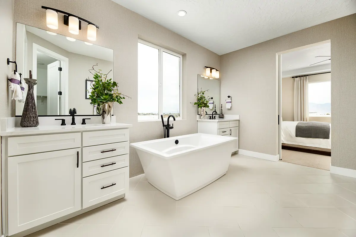 Primary suite bath with free-standing tub