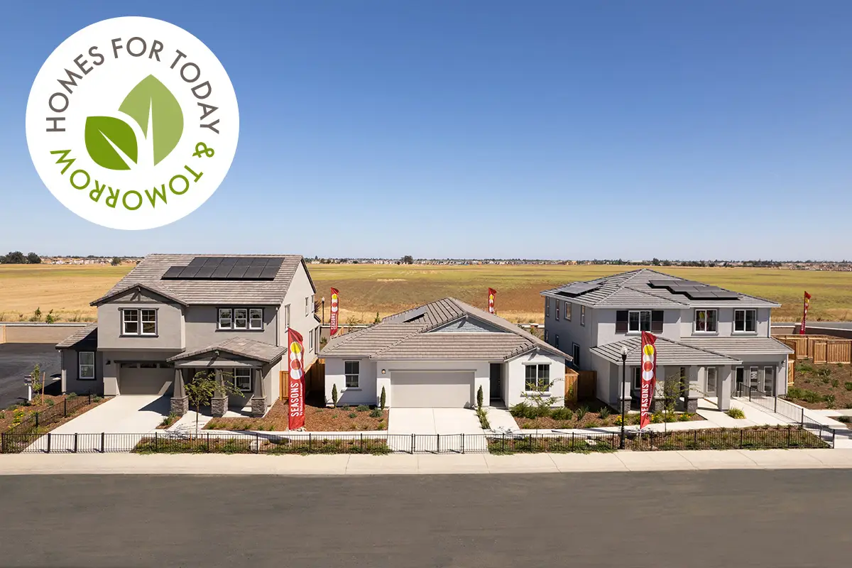 Seasons Collection homes with Solar panels with Homes for Today and Tomorrow logo