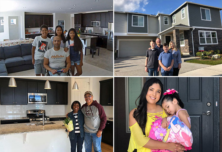 Collage of four images of Richmond American homeowners smiling in their new homes
