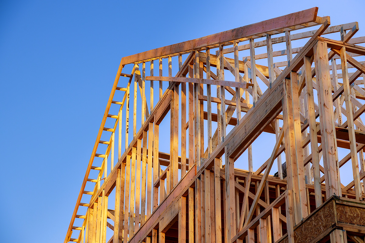 Framed home with sky in the background