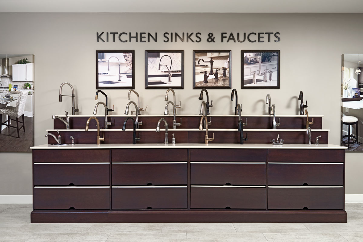 Wall of kitchen faucet displays