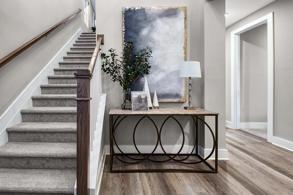 Stairwell with grey-tan color walls
